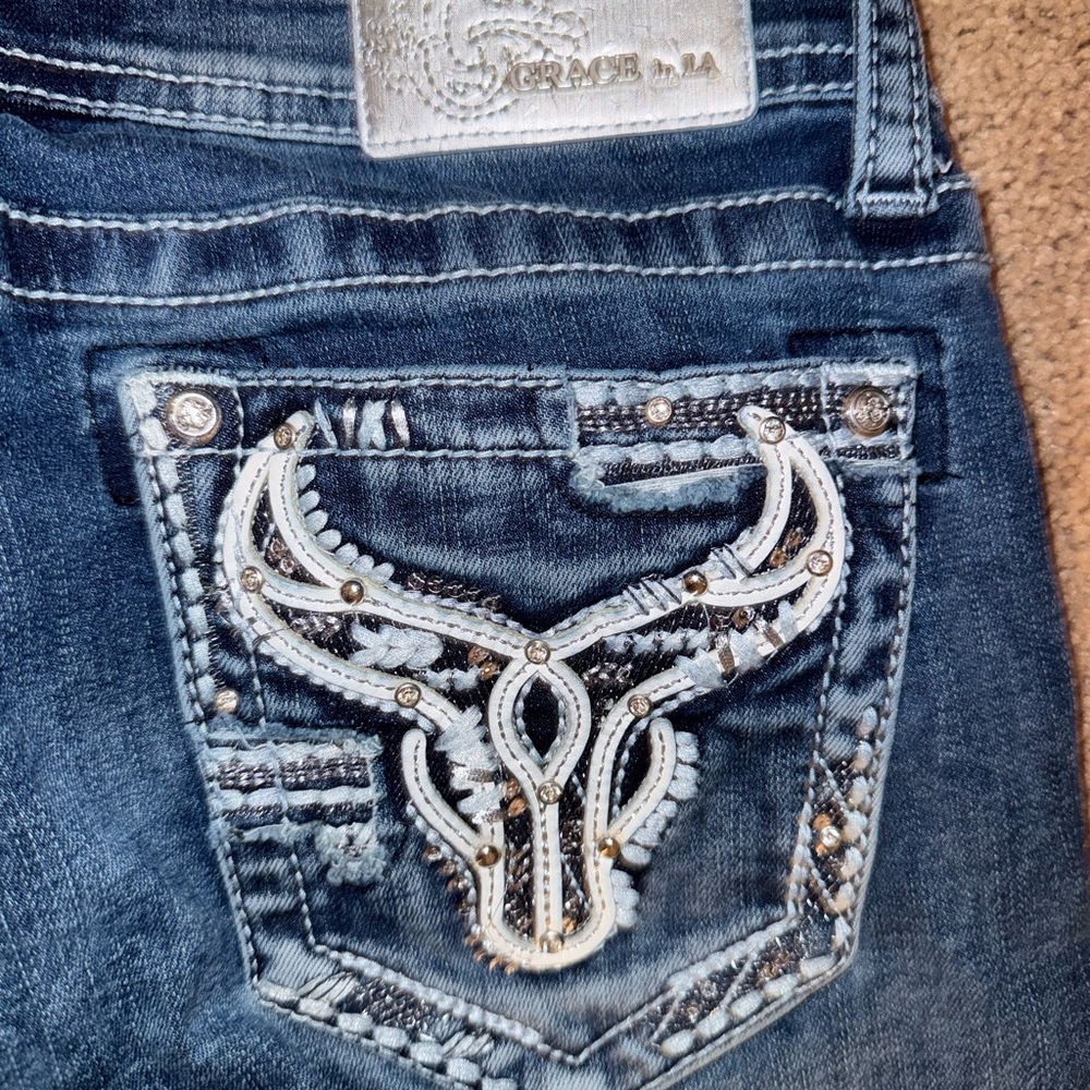 Grace Dark Blue Flare Jeans - Picture 4 of 4